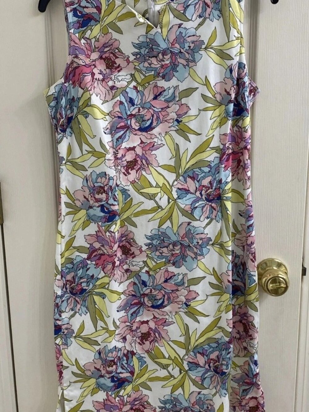 Susan Bristol Dress Women's 8 Pink Blue Yellow Floral Pastel Sleeveless